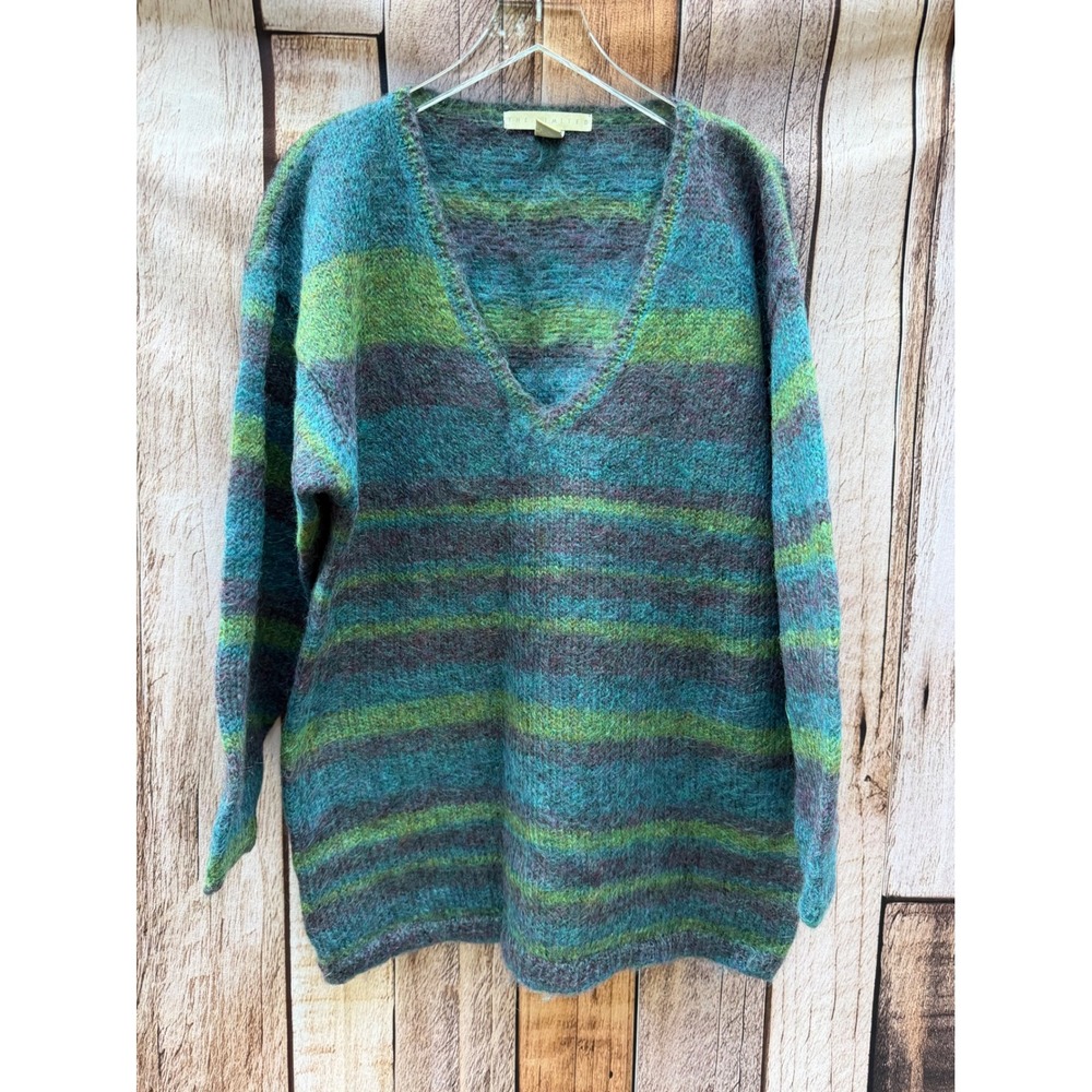 Vintage The Limited Sweater Mohair Blend Striped Oversized V-Neck 1990s Medium